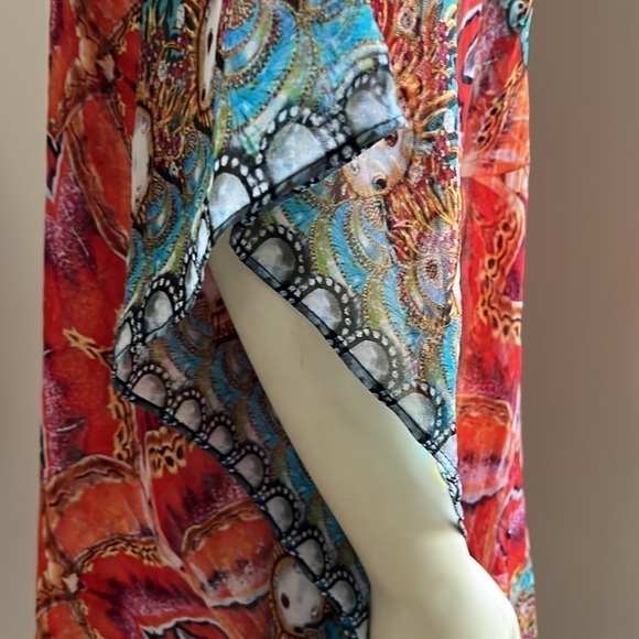 Akaru Women’s Sheer Beach Coverup Tunic Dress Multicolored Multi Print XL - Picture 5 of 15